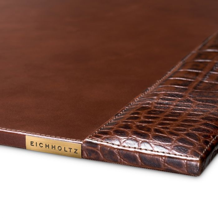 Desk Blotter Scaleo croco embossed antique brown leather