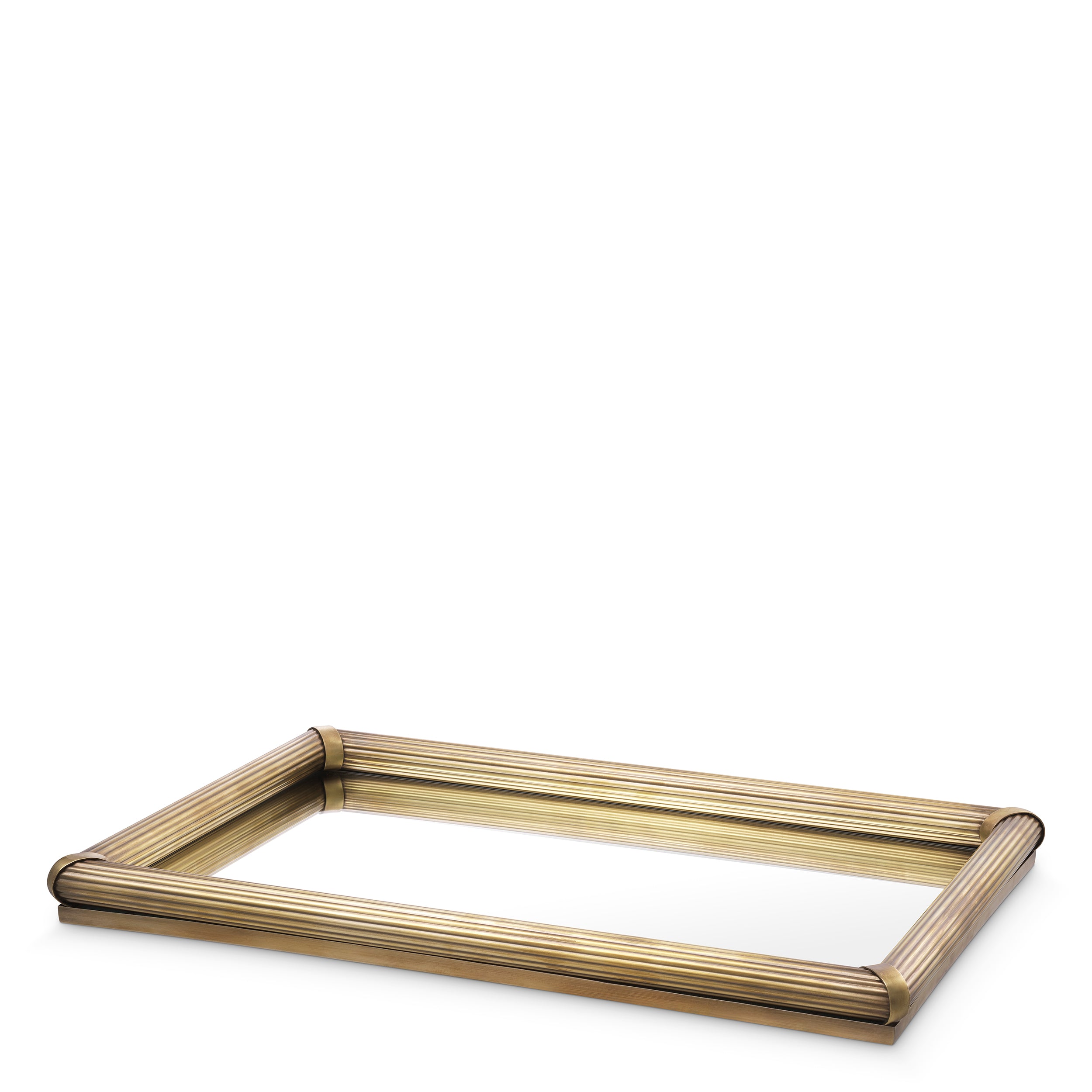 Ribbed Vintage Brass Tray Lenora | Eichholtzmh.com