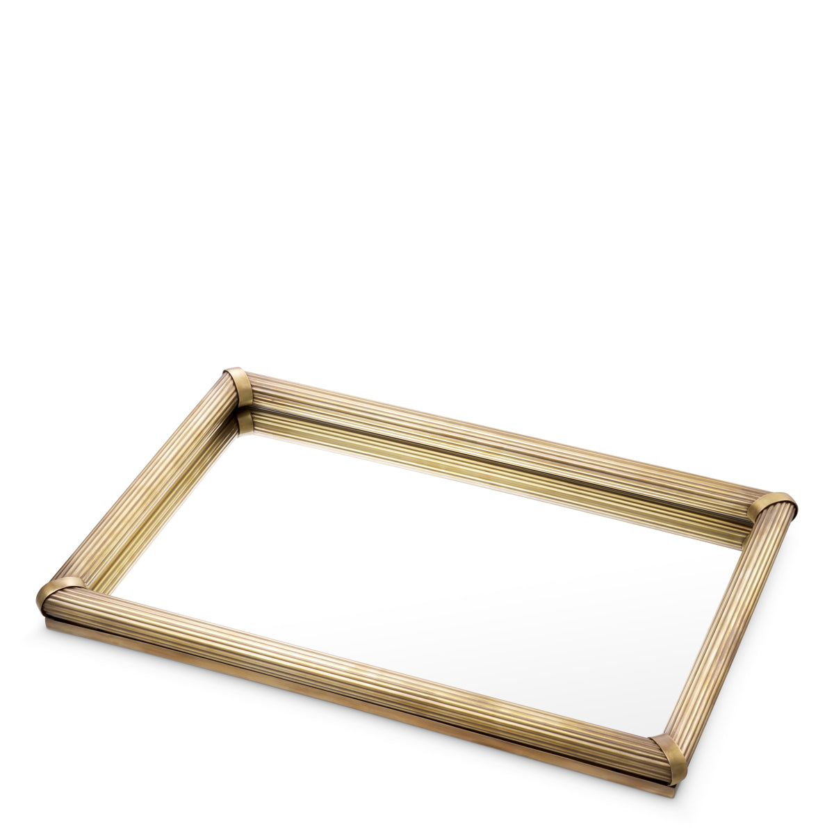 Ribbed Vintage Brass Tray Lenora | Eichholtzmh.com