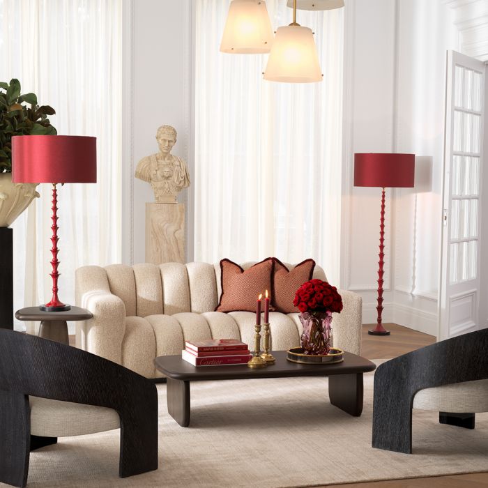 Floor Lamp Arabella bordeaux red finish incl shade