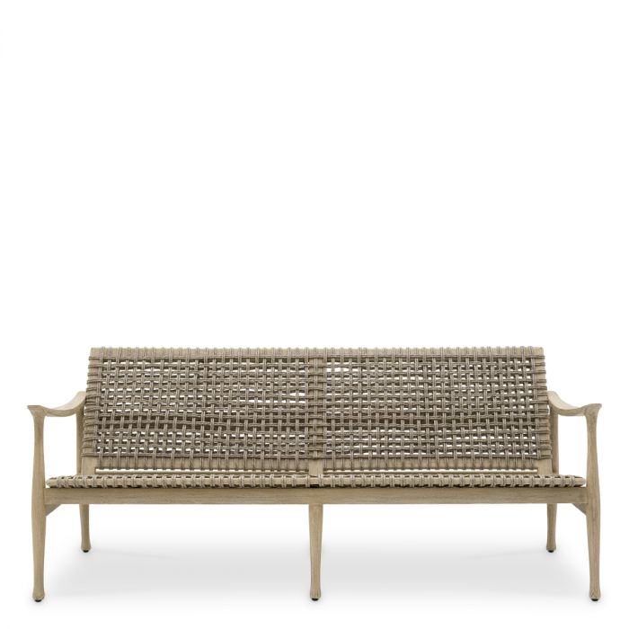 Outdoor Sofa Manzo aged teak light greige rope