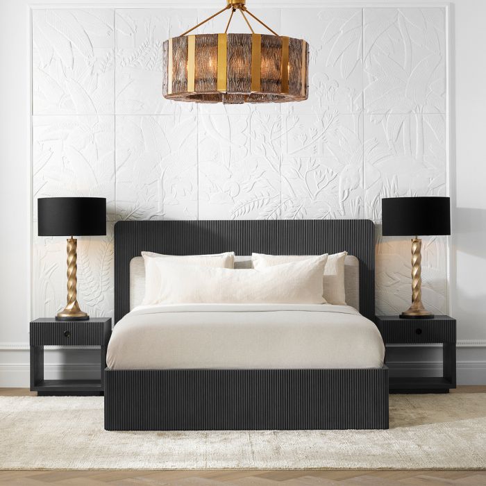 Bed Frame Dimitrios Queen size charcoal grey oak veneer durini natural