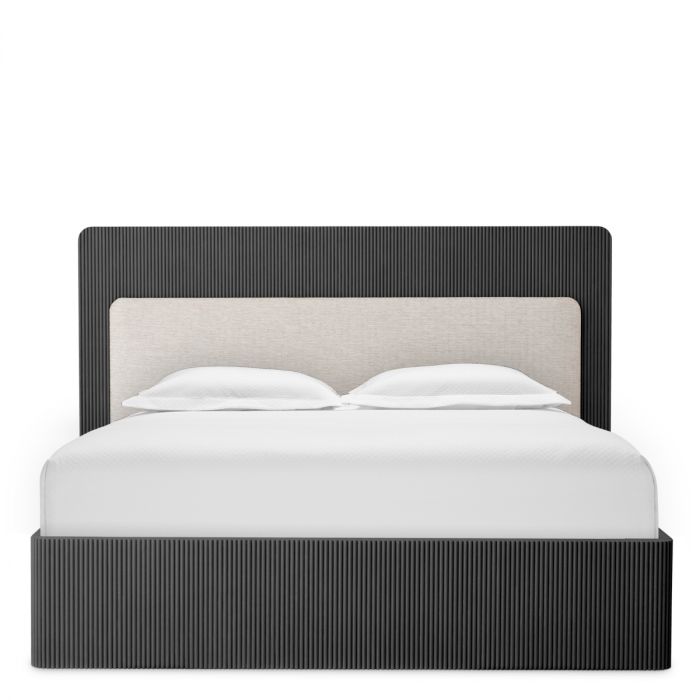 Bed Frame Dimitrios Queen size charcoal grey oak veneer durini natural