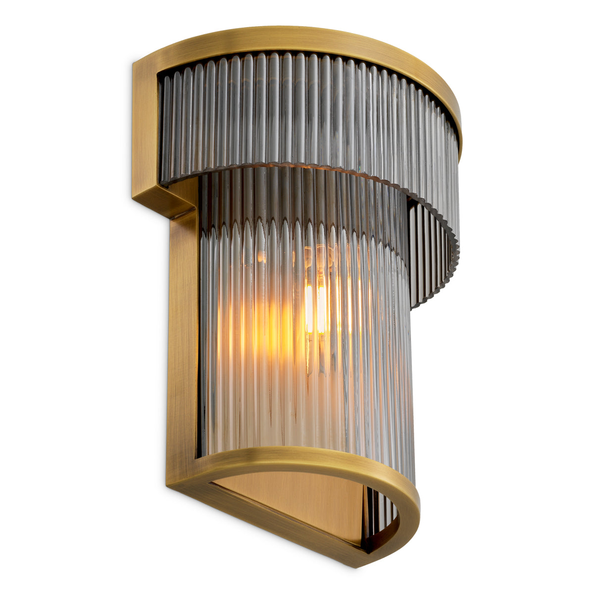 Antique Brass Ribbed Glass Wall Lamp Andromeda