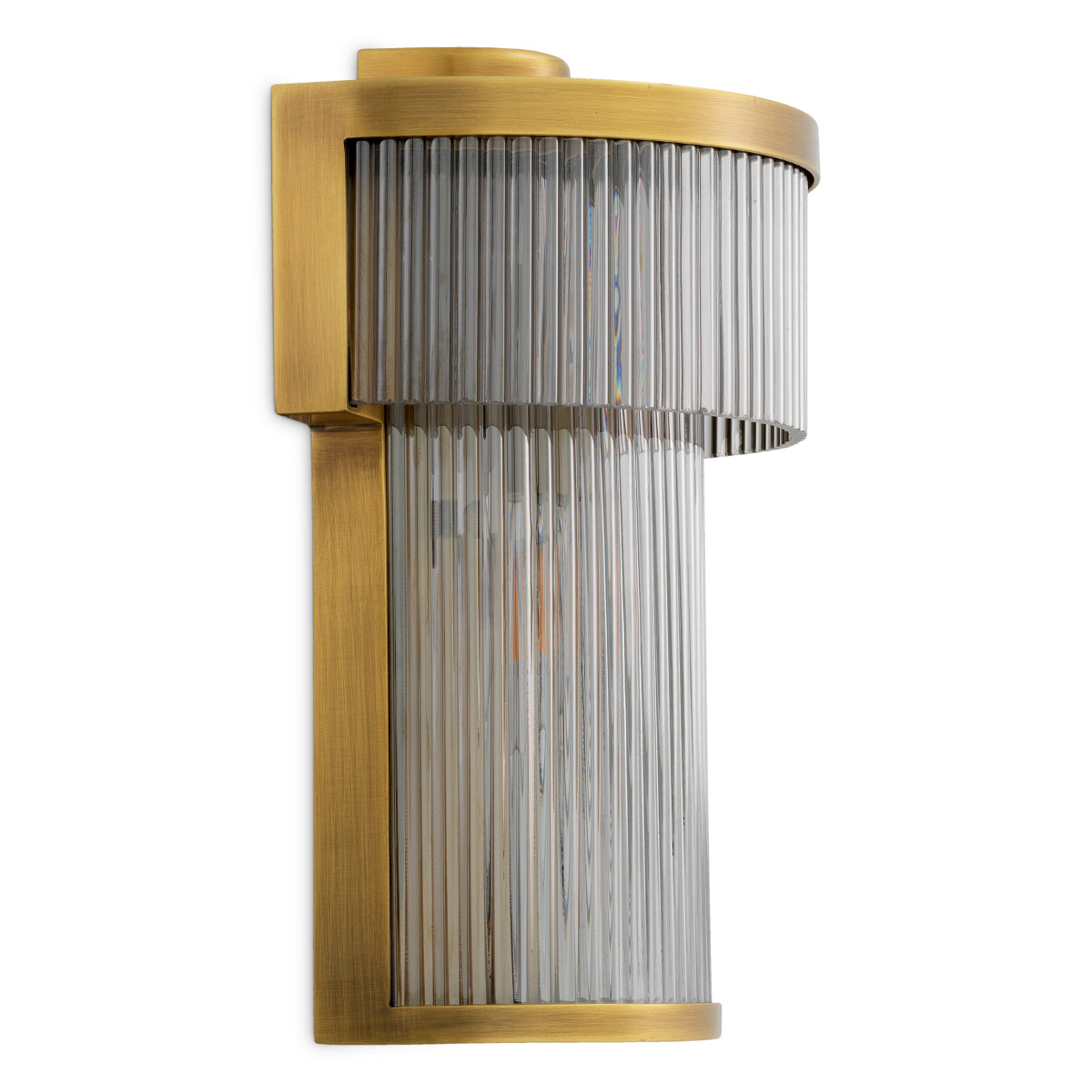 Antique Brass Ribbed Glass Wall Lamp Andromeda