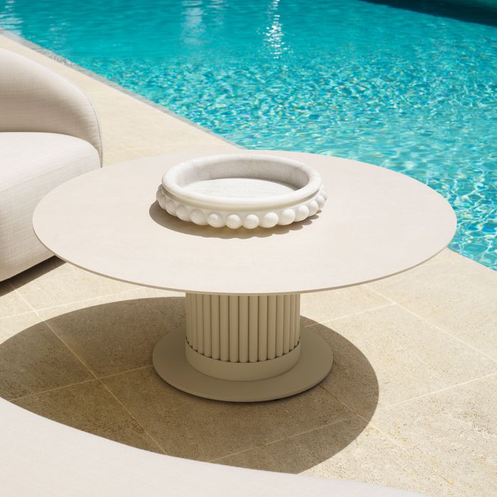 Outdoor Coffee Table Volterra Round sand finish cream ceramic