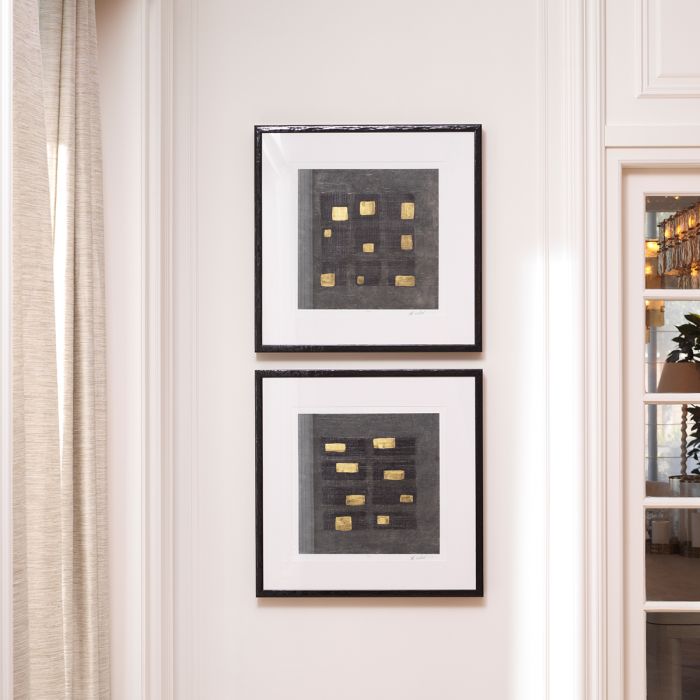 Print Washed Black Squares by Michael Willett set of 2