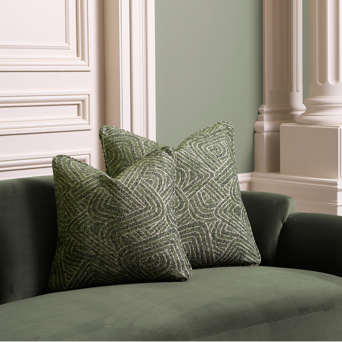 Green Geometric Pattern Cushion L Camari
