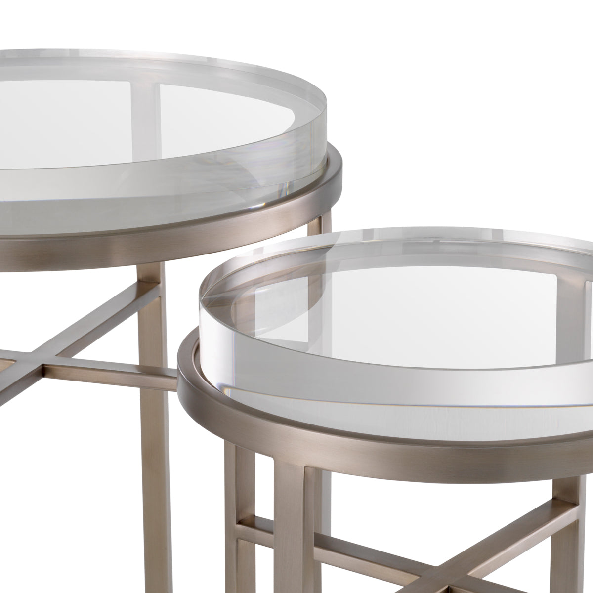 Brushed Steel Round Side Tables (2) Hoxton