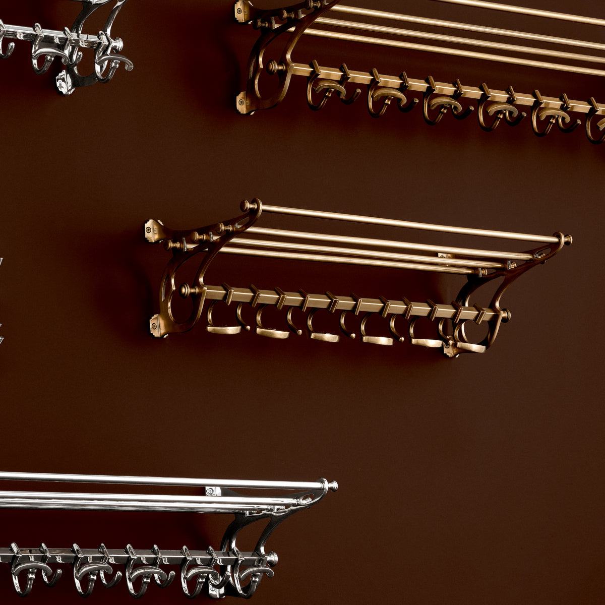 Antique Brass Wall-Mounted Coat Rack S Hudson