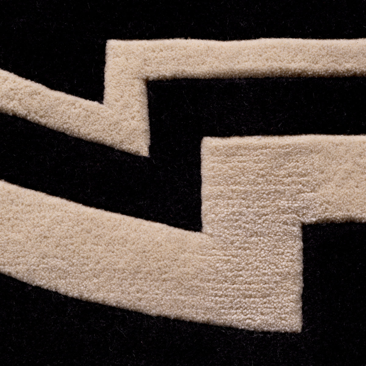 Black and Off White Round Area Carpet Palazzo