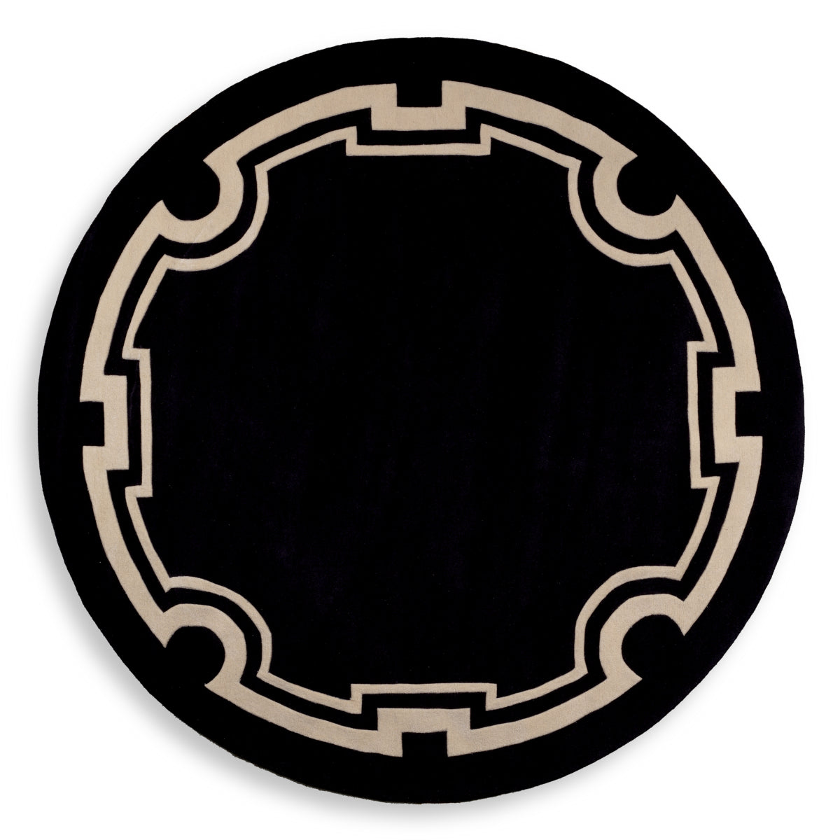 Black and Off White Round Area Carpet Palazzo
