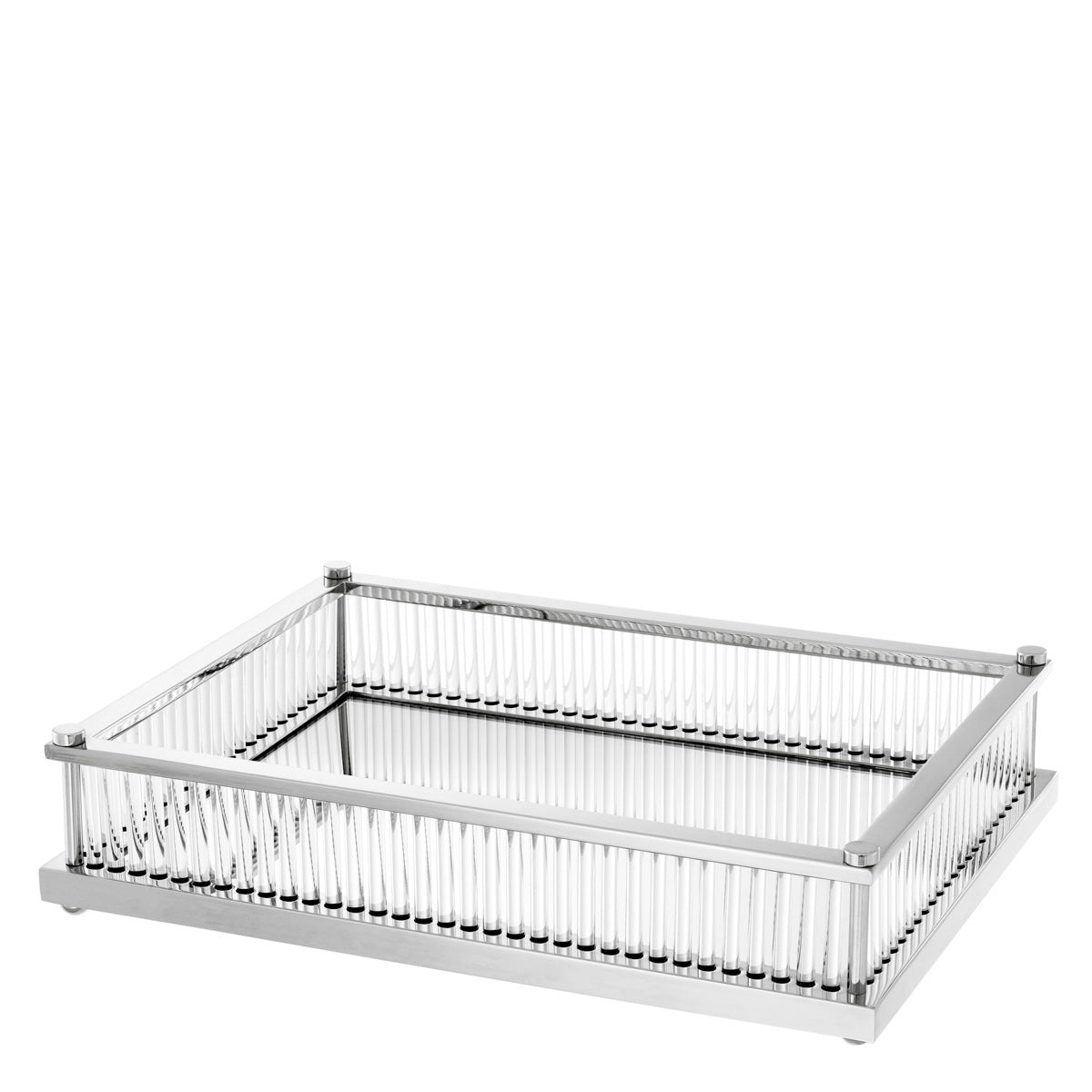 Nickel Mirror Bottom Rectangular Tray Cora