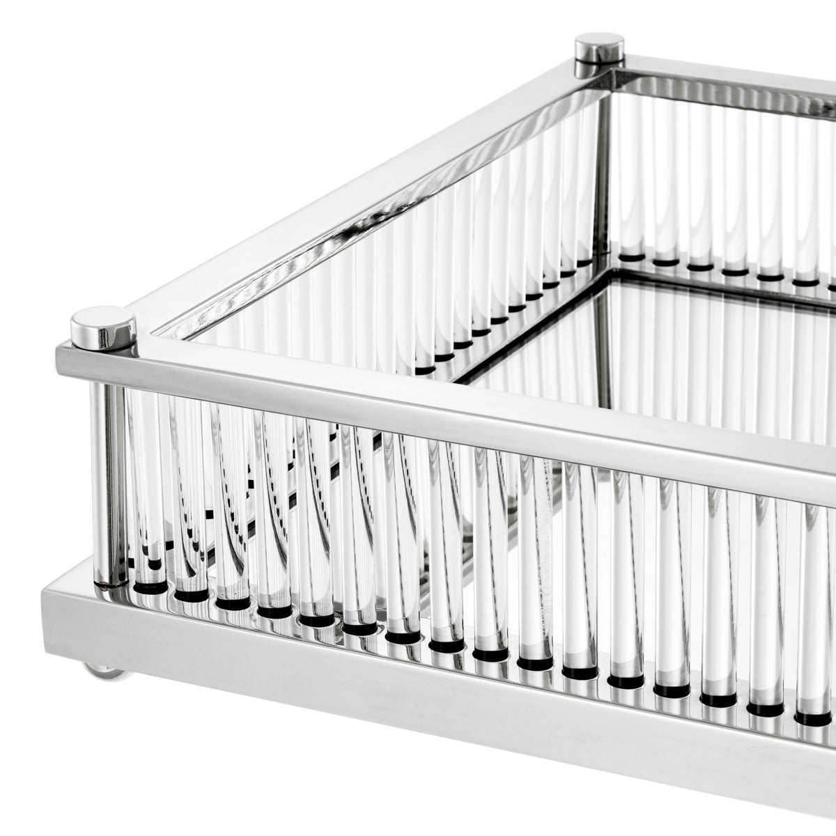Nickel Mirror Bottom Rectangular Tray Cora
