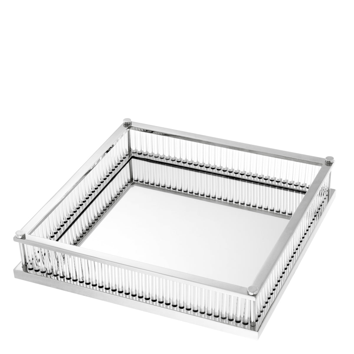 Silver Mirror Bottom Square Tray Cora