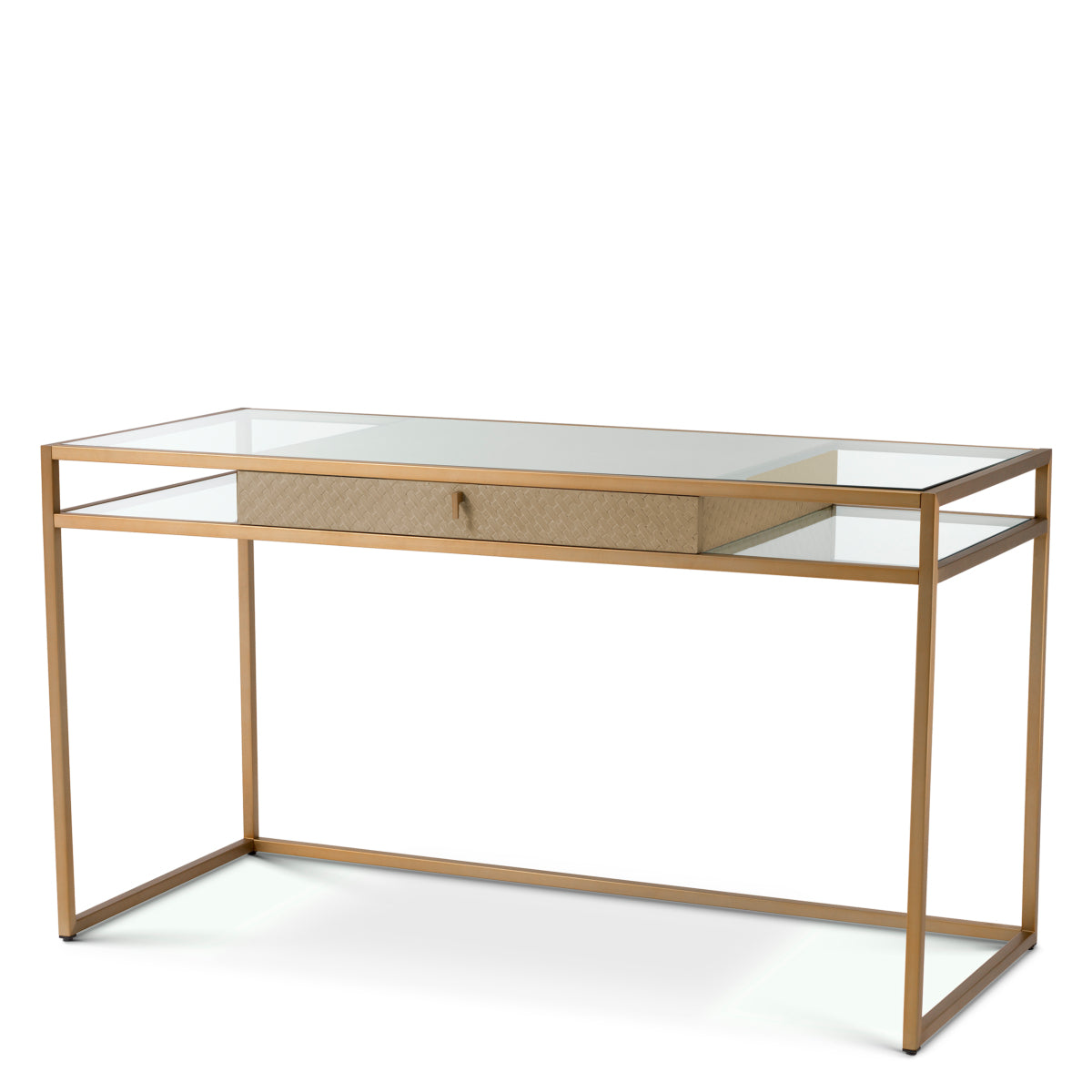 Brass Woven Oak Desk Napa Valley