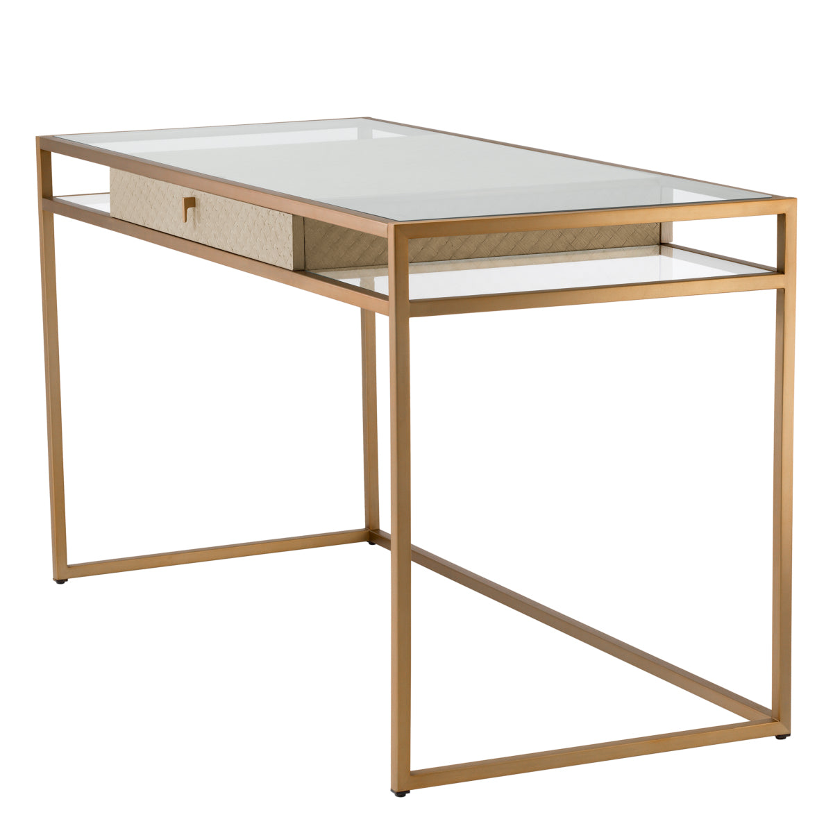 Brass Woven Oak Desk Napa Valley