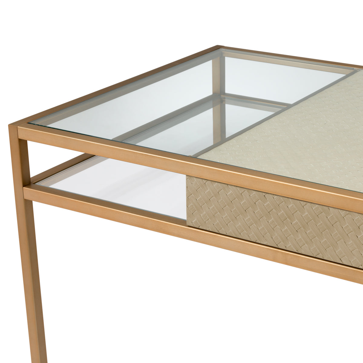 Brass Woven Oak Desk Napa Valley