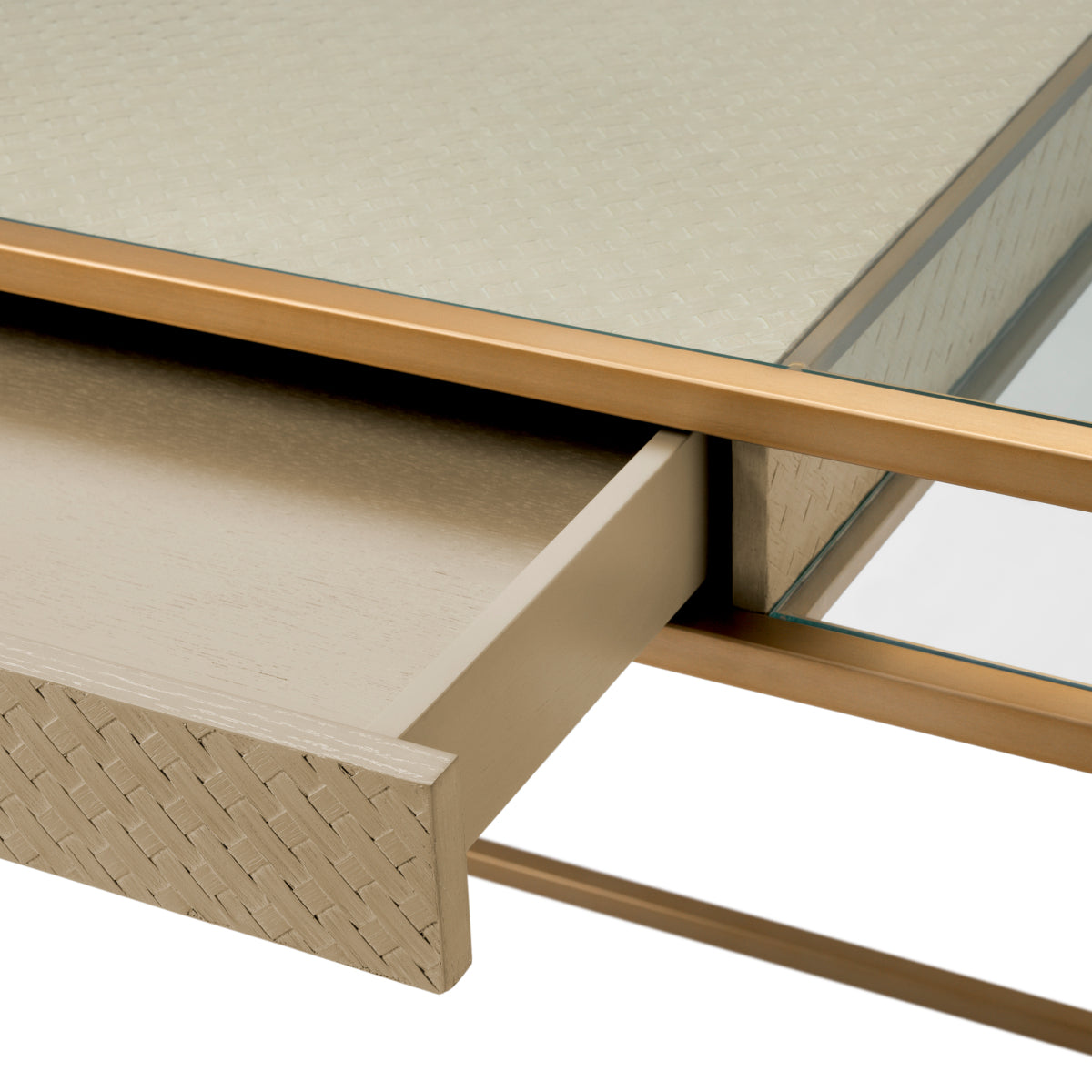 Brass Woven Oak Desk Napa Valley