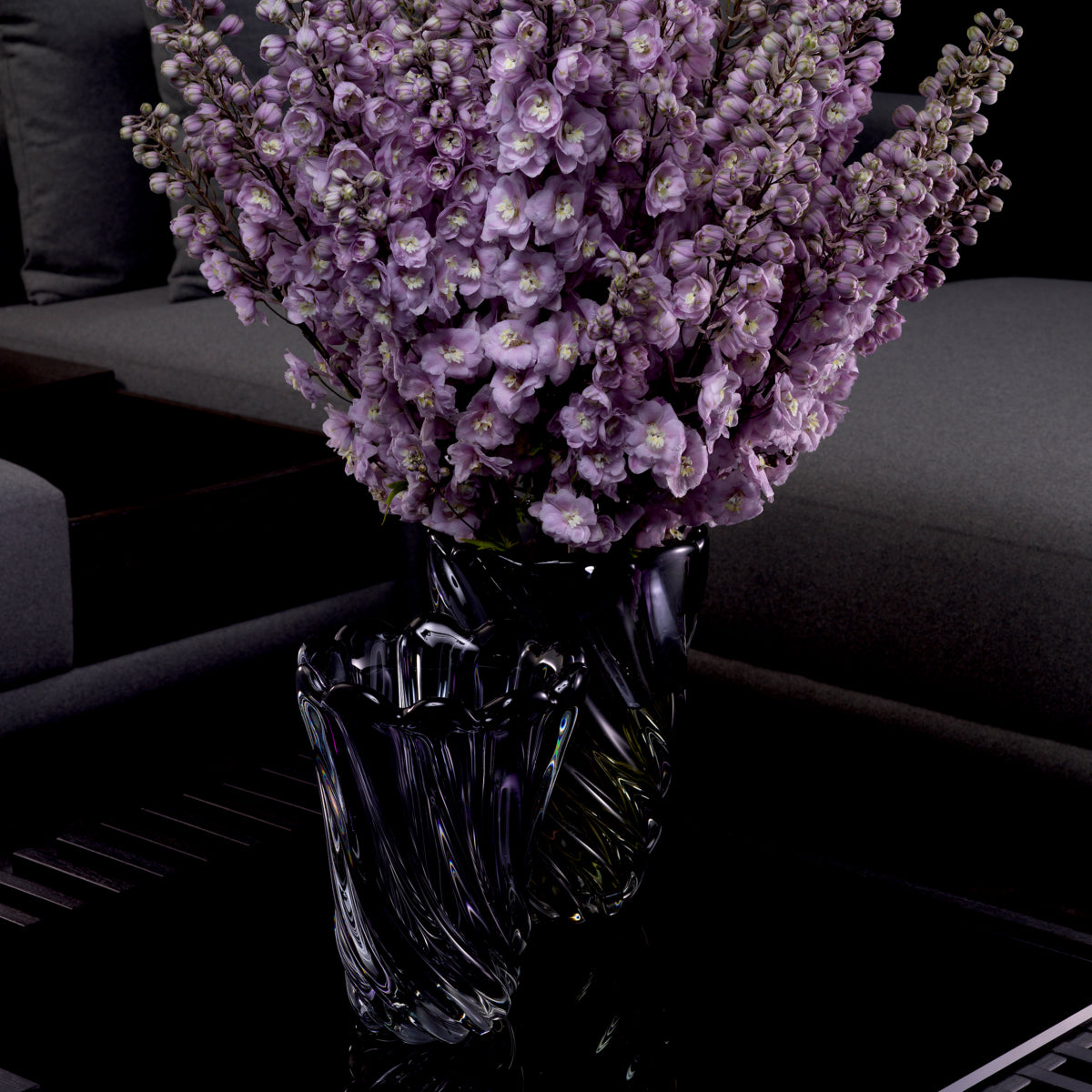 Swirling Gray Glass Vase L Contessa