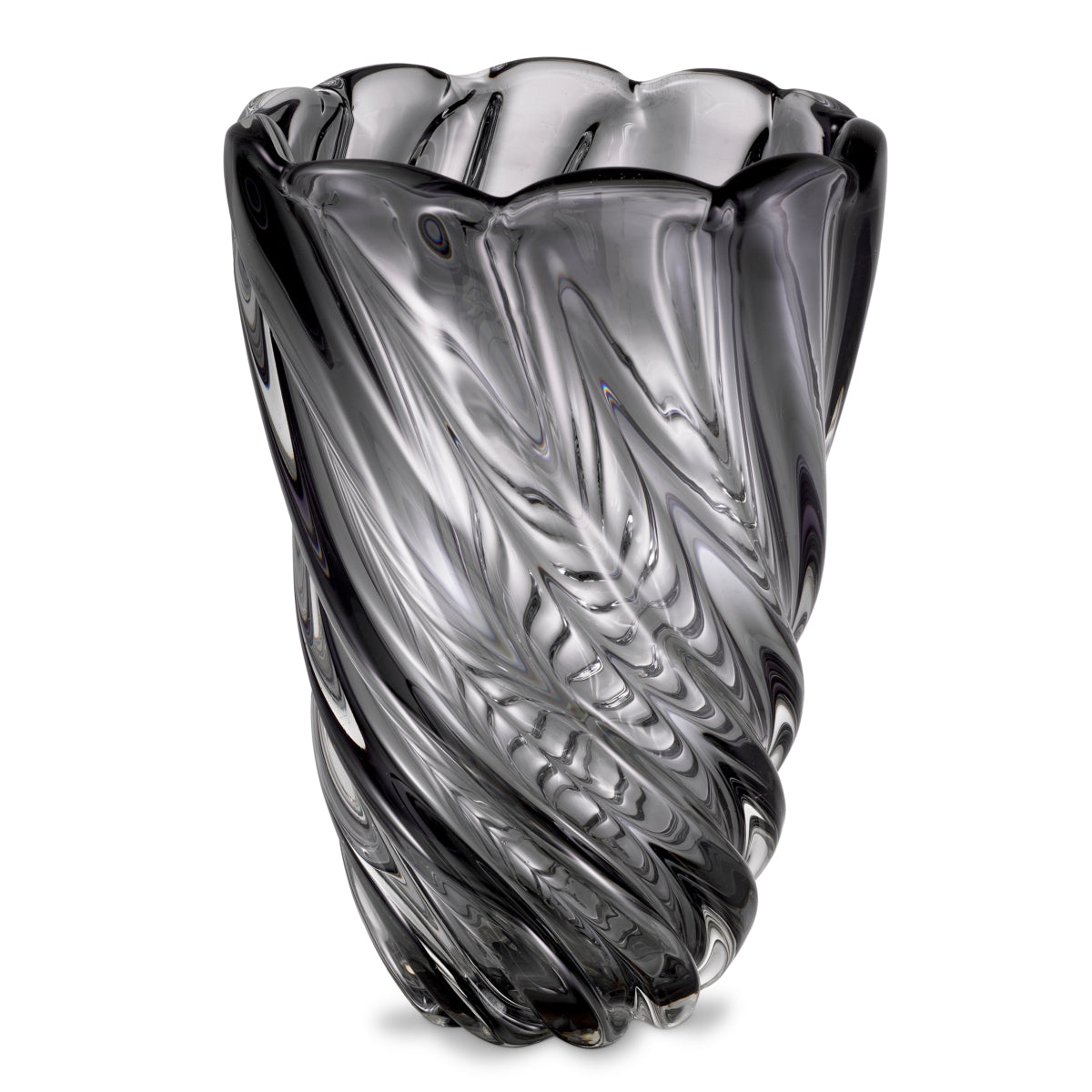 Swirling Gray Glass Vase L Contessa