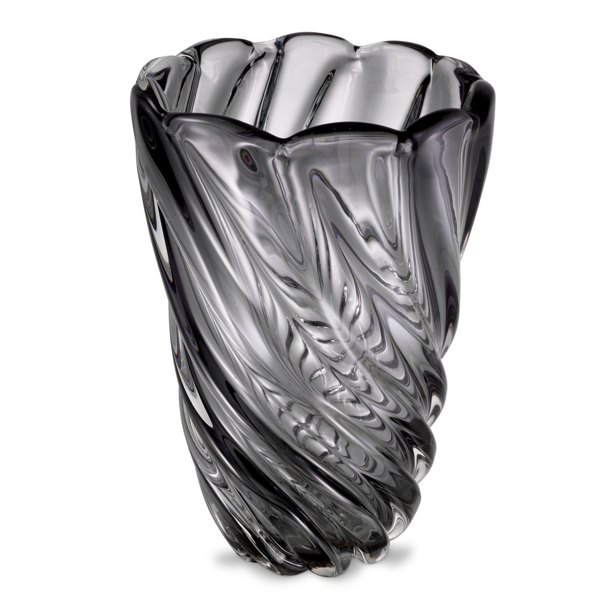 Swirling Gray Glass Vase L Contessa