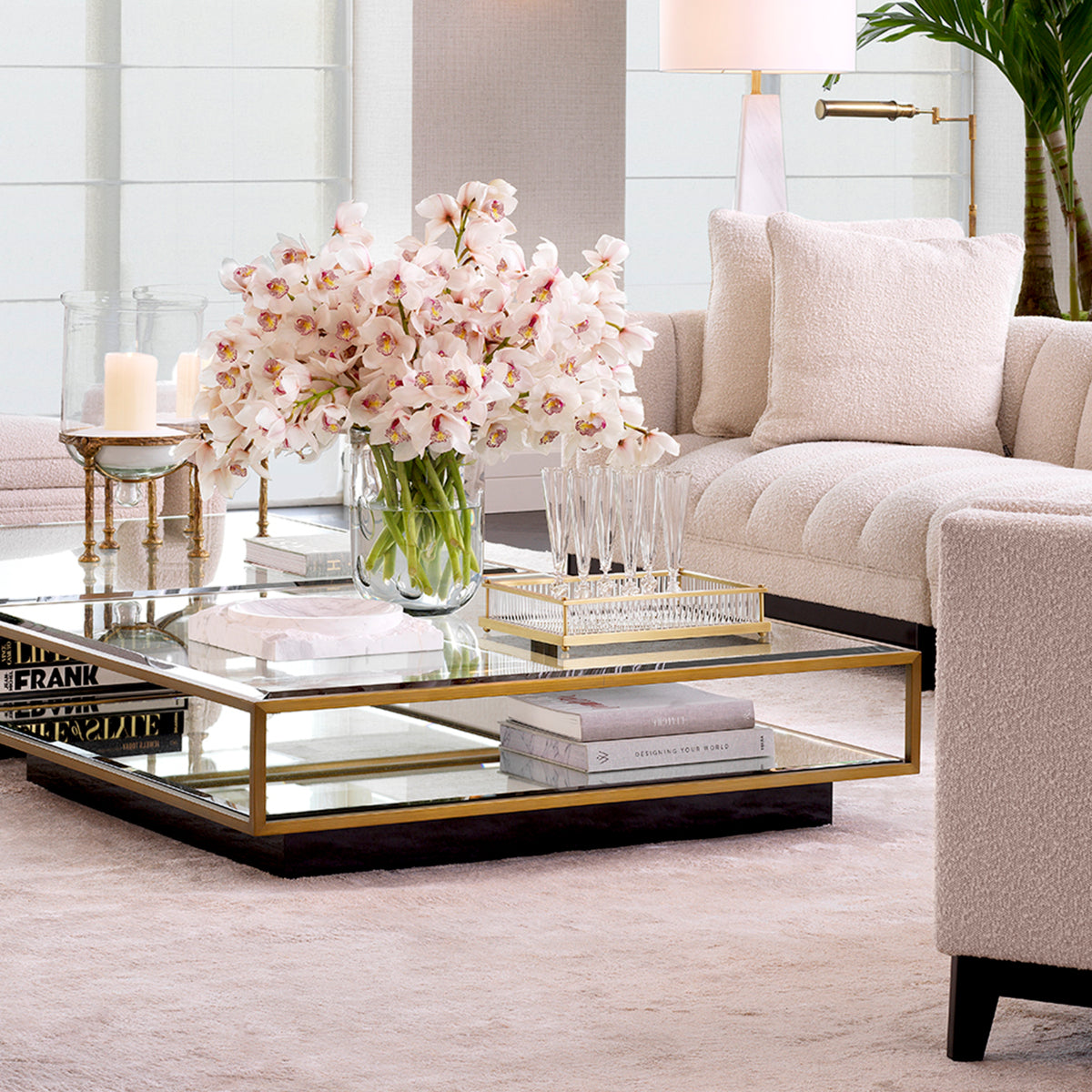 Mirror Bottom Rectangular Tray Cora