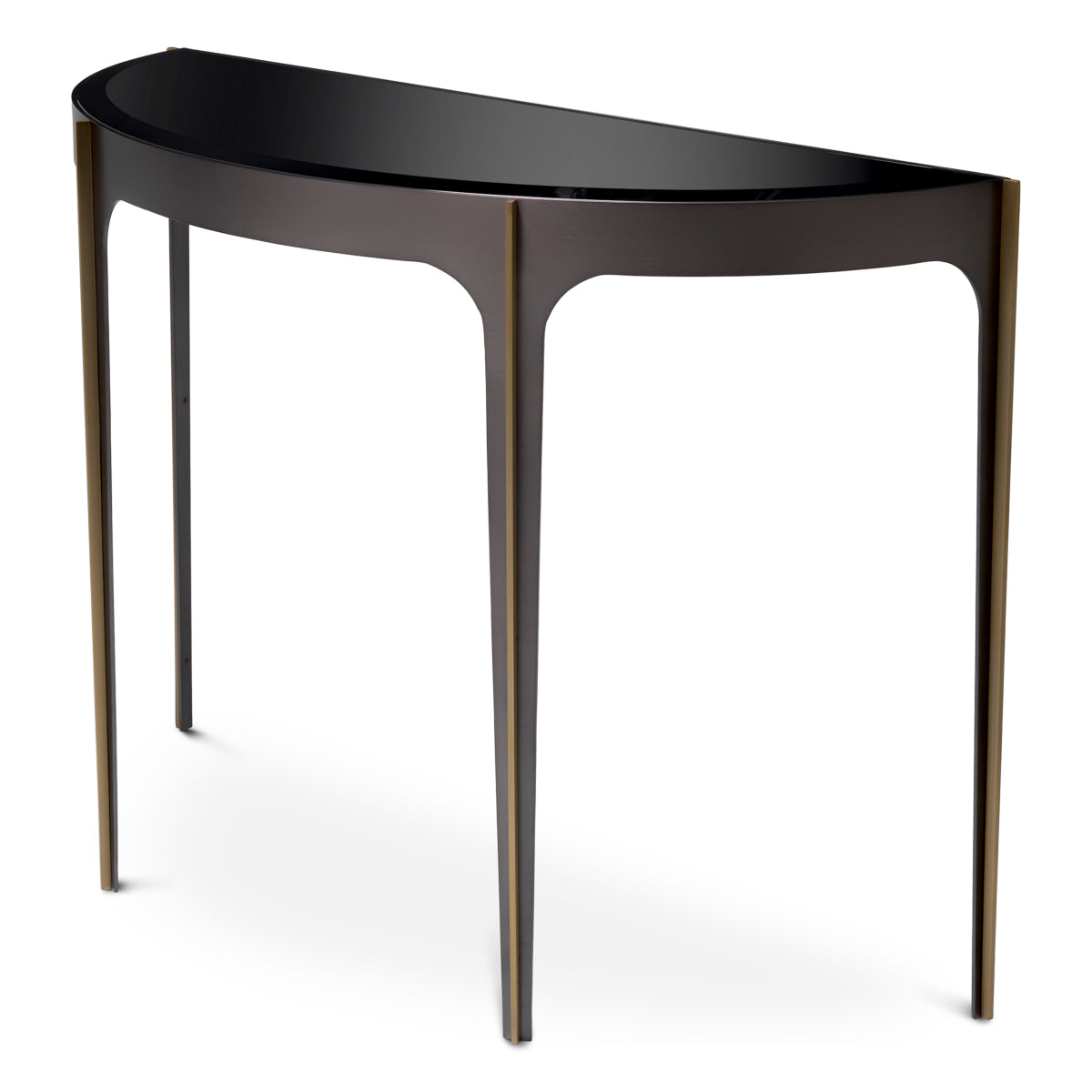 Black Semi-Circular Glass Console Table Artemisa