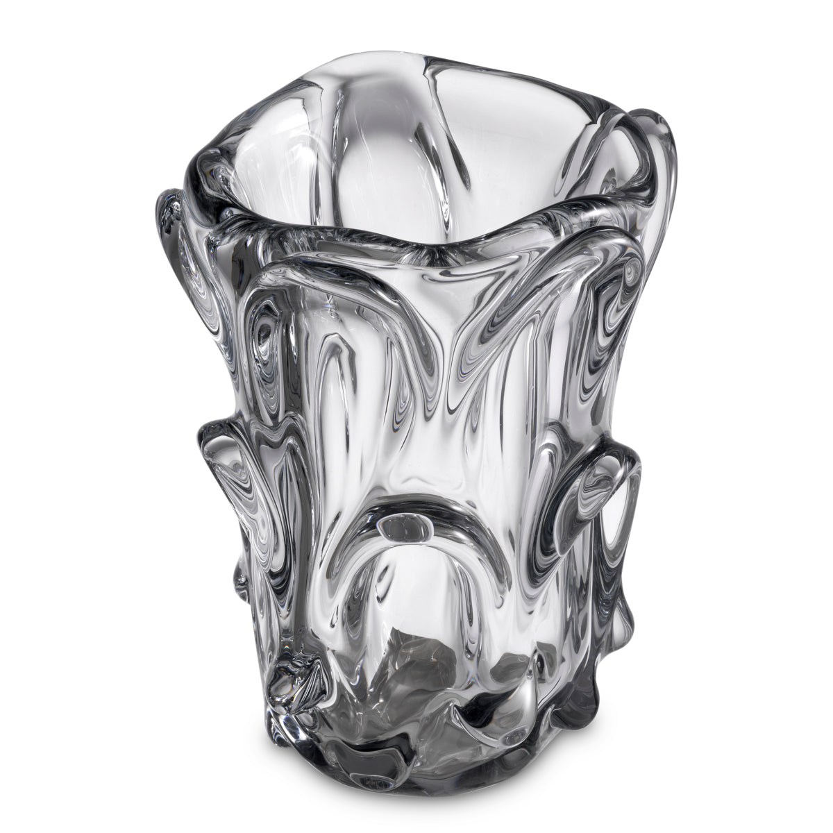 Hand Blown Clear Glass L Vase