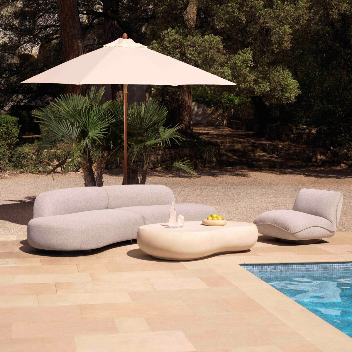Cream Bean Shaped Outdoor Coffee Table Prime