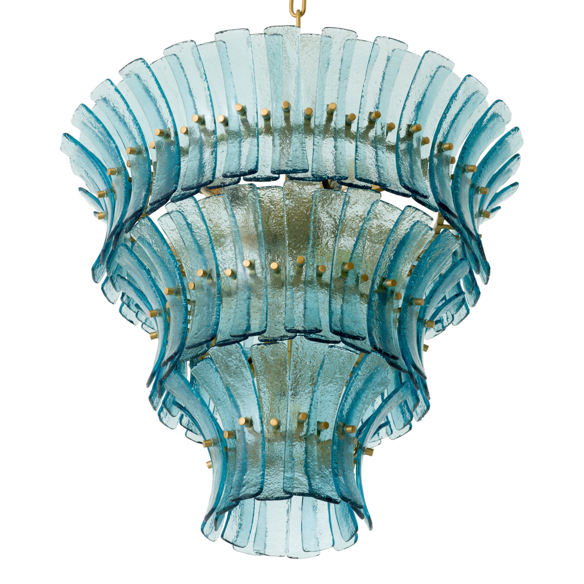 Blue Glass Tiered Chandelier Toscano