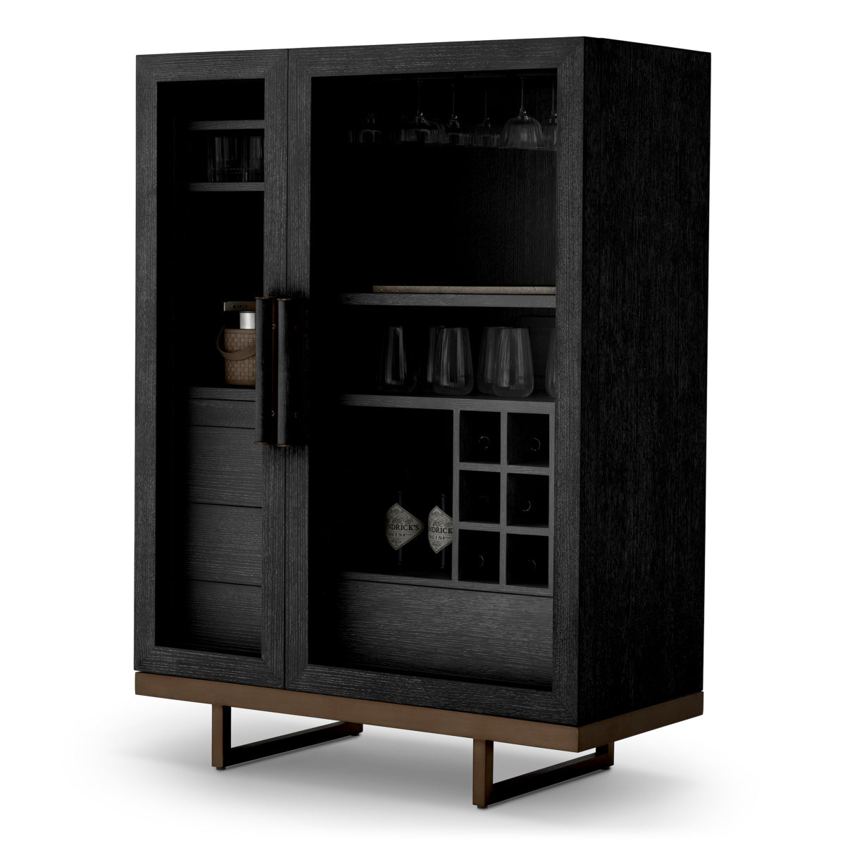 Charcoal Gray Oak Bar Cabinet Connaught
