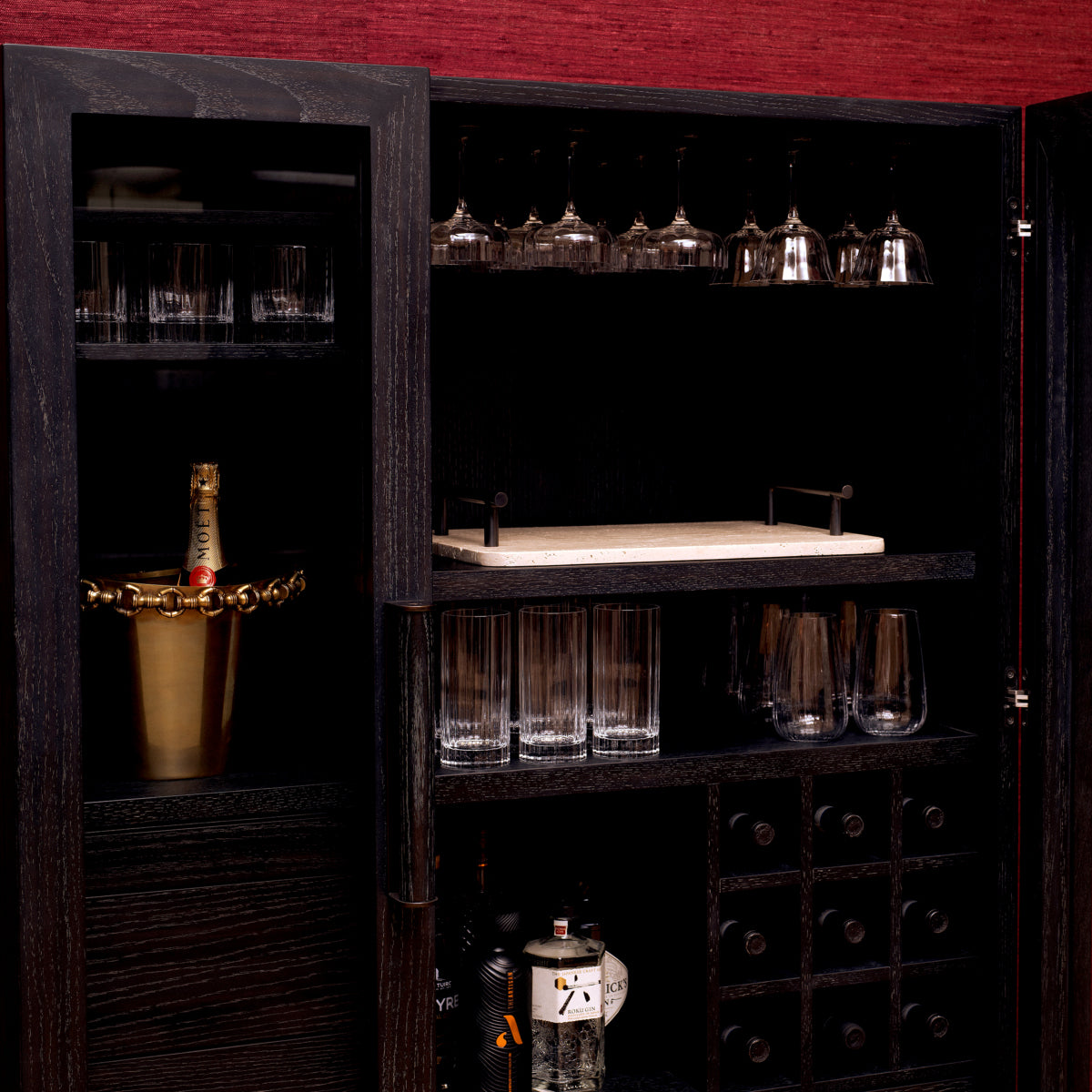 Charcoal Gray Oak Bar Cabinet Connaught