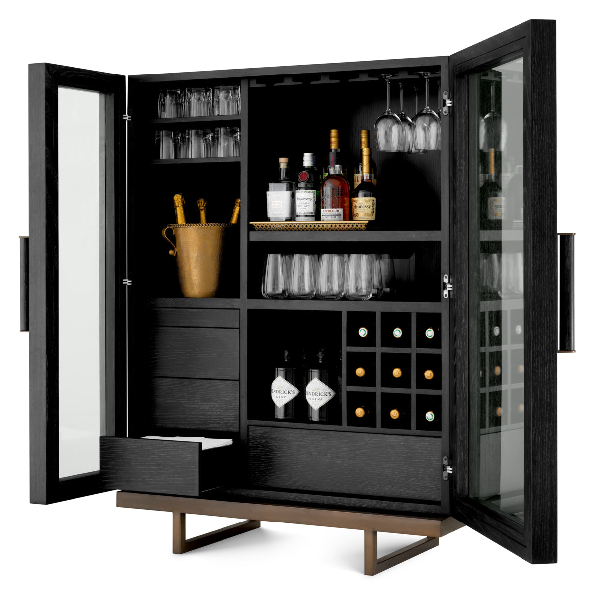 Charcoal Gray Oak Bar Cabinet Connaught