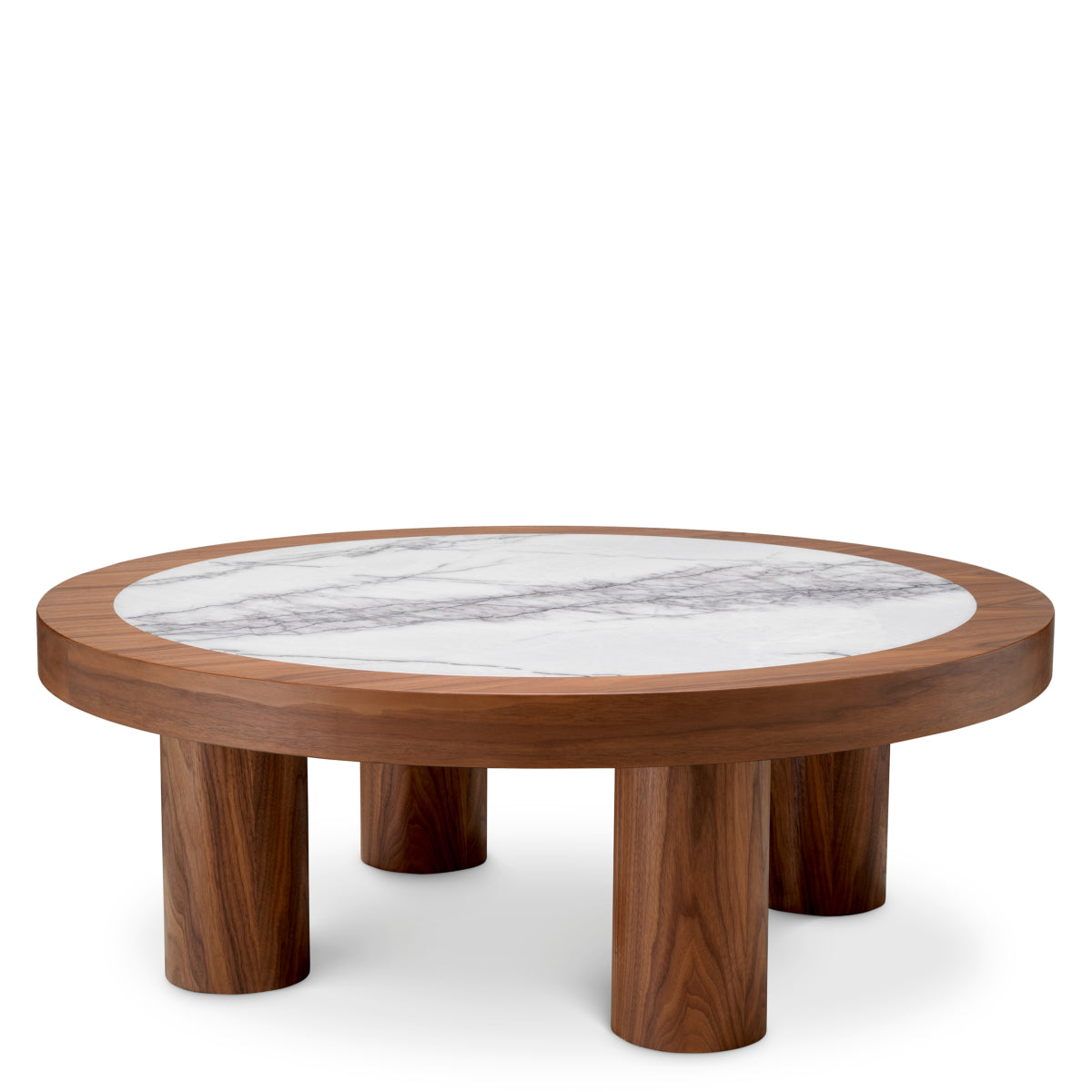 Walnut Oak Veneer Marble Coffee Table Presedio