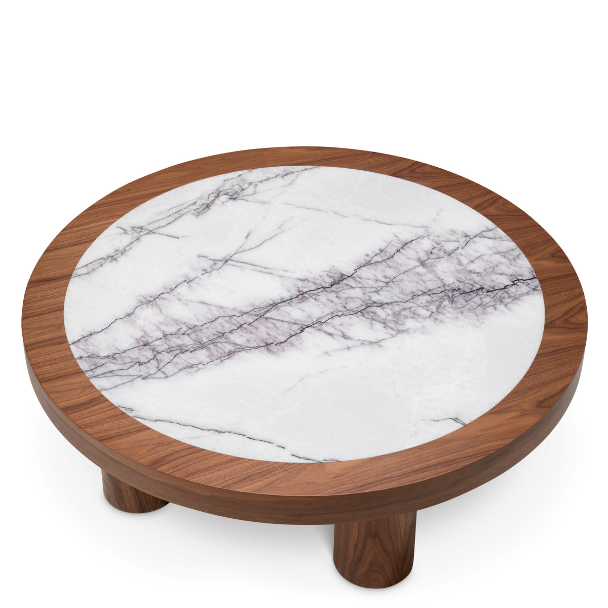 Walnut Oak Veneer Marble Coffee Table Presedio