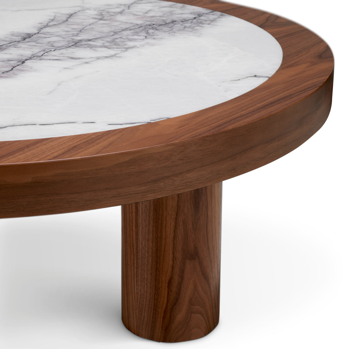 Walnut Oak Veneer Marble Coffee Table Presedio