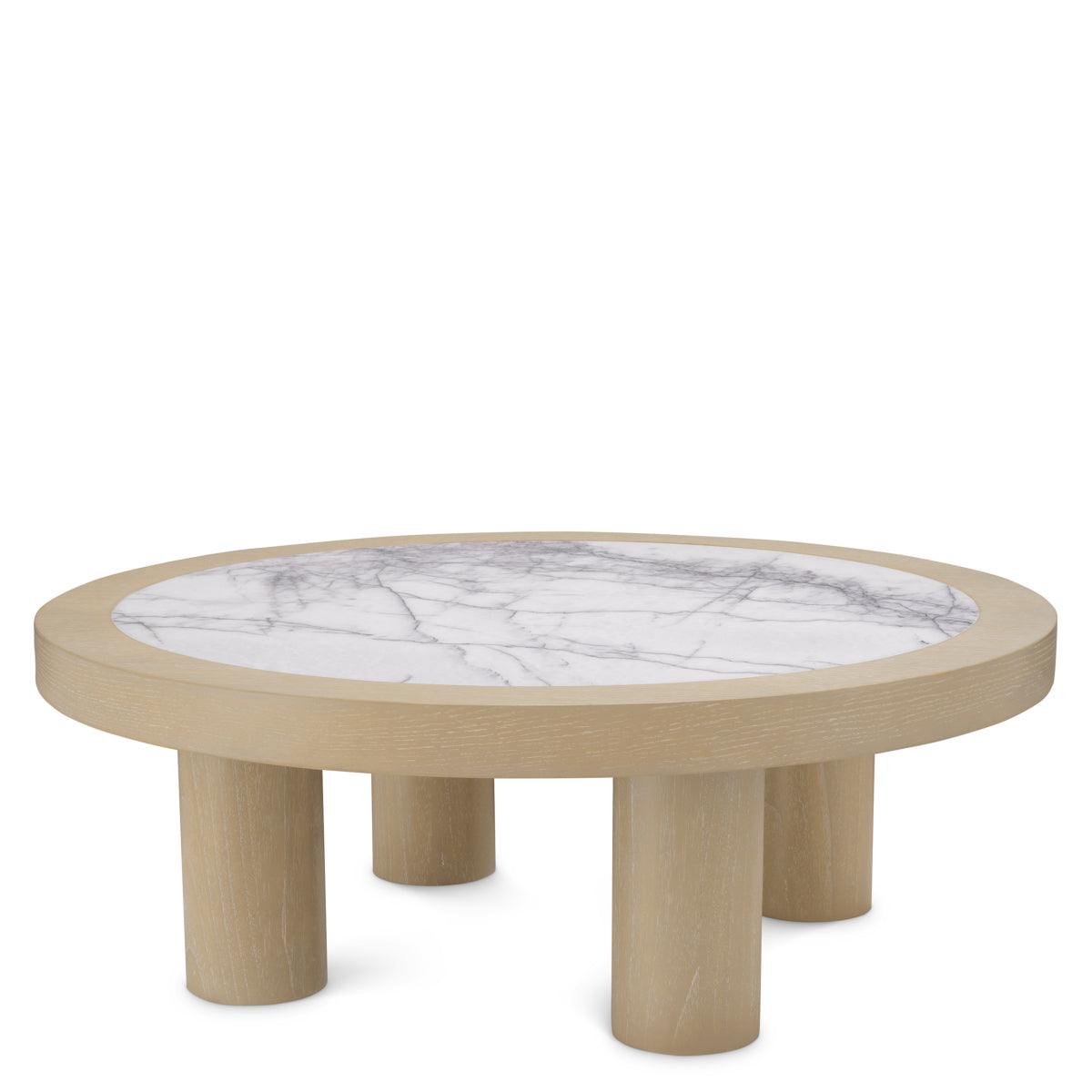 Washed Oak Veneer Marble Coffee Table Presedio