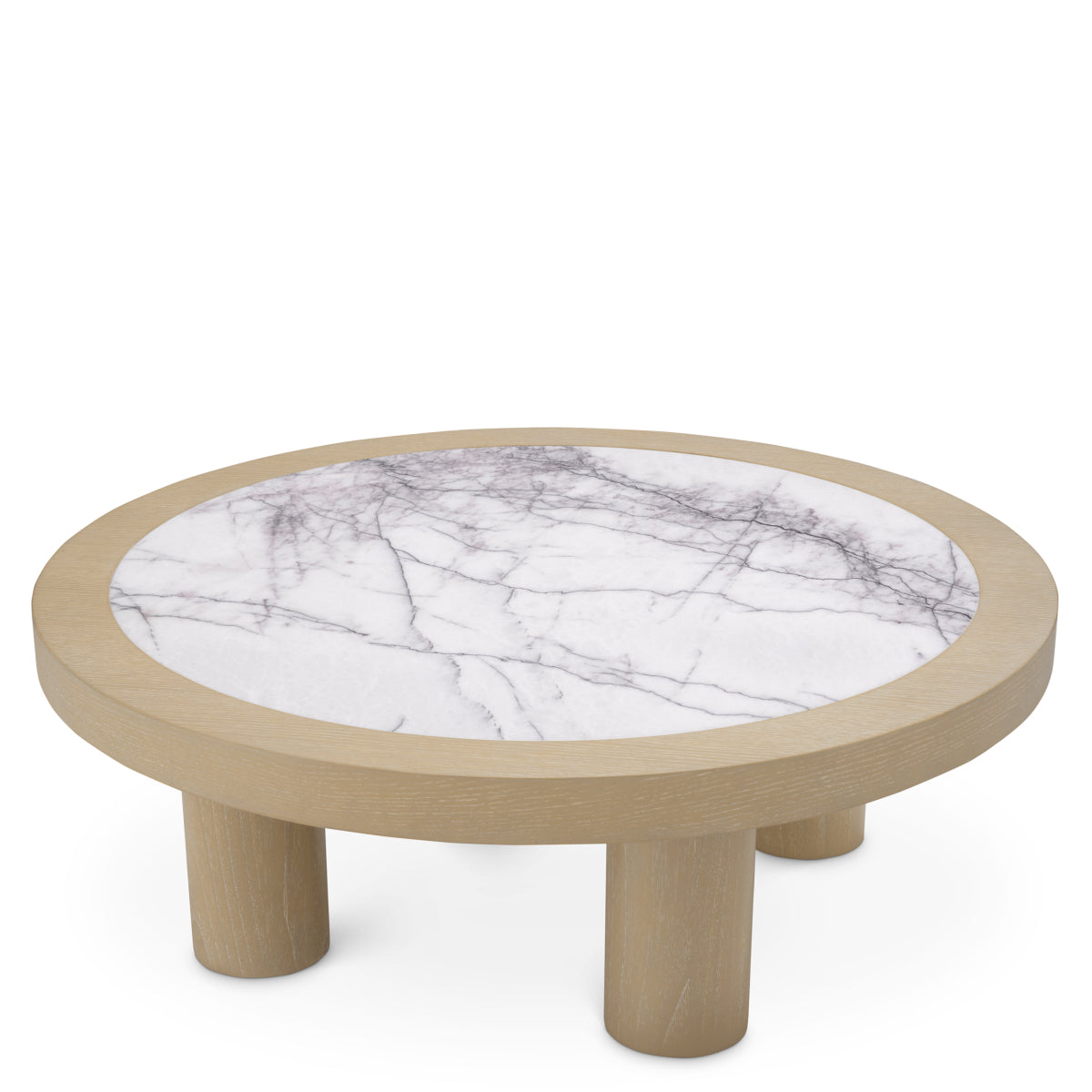 Washed Oak Veneer Marble Coffee Table Presedio