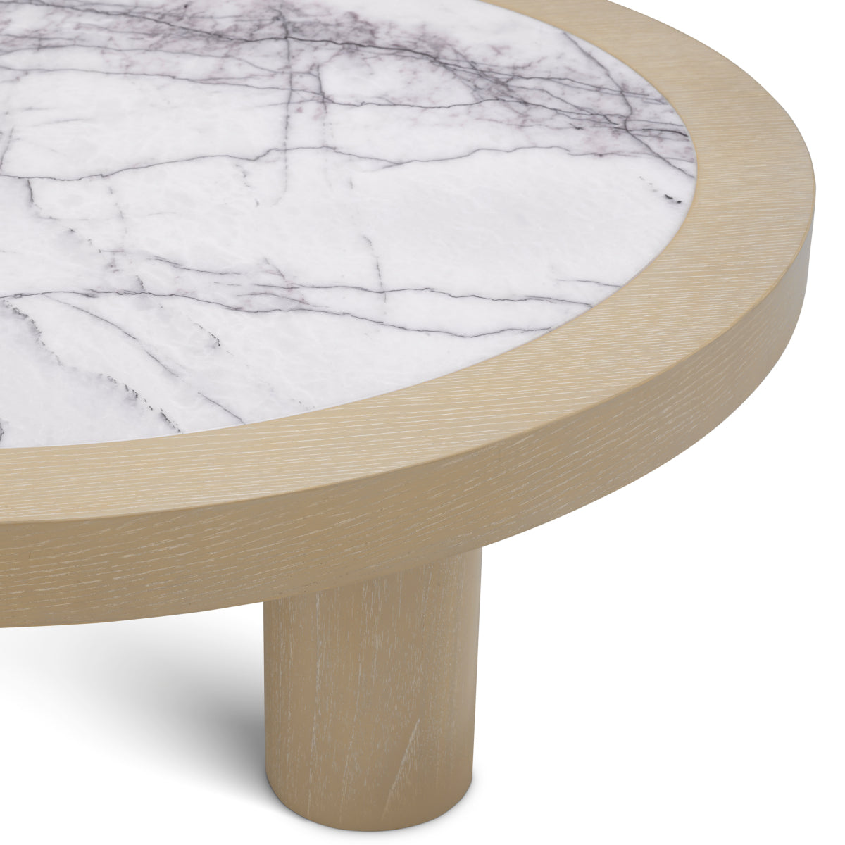 Washed Oak Veneer Marble Coffee Table Presedio