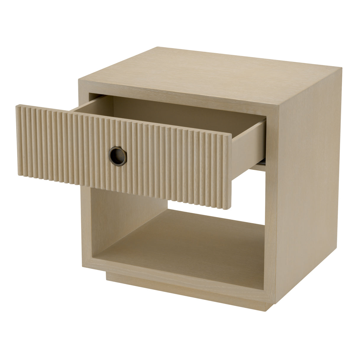 Brown Ribbed Wood Nightstand Dimitrios