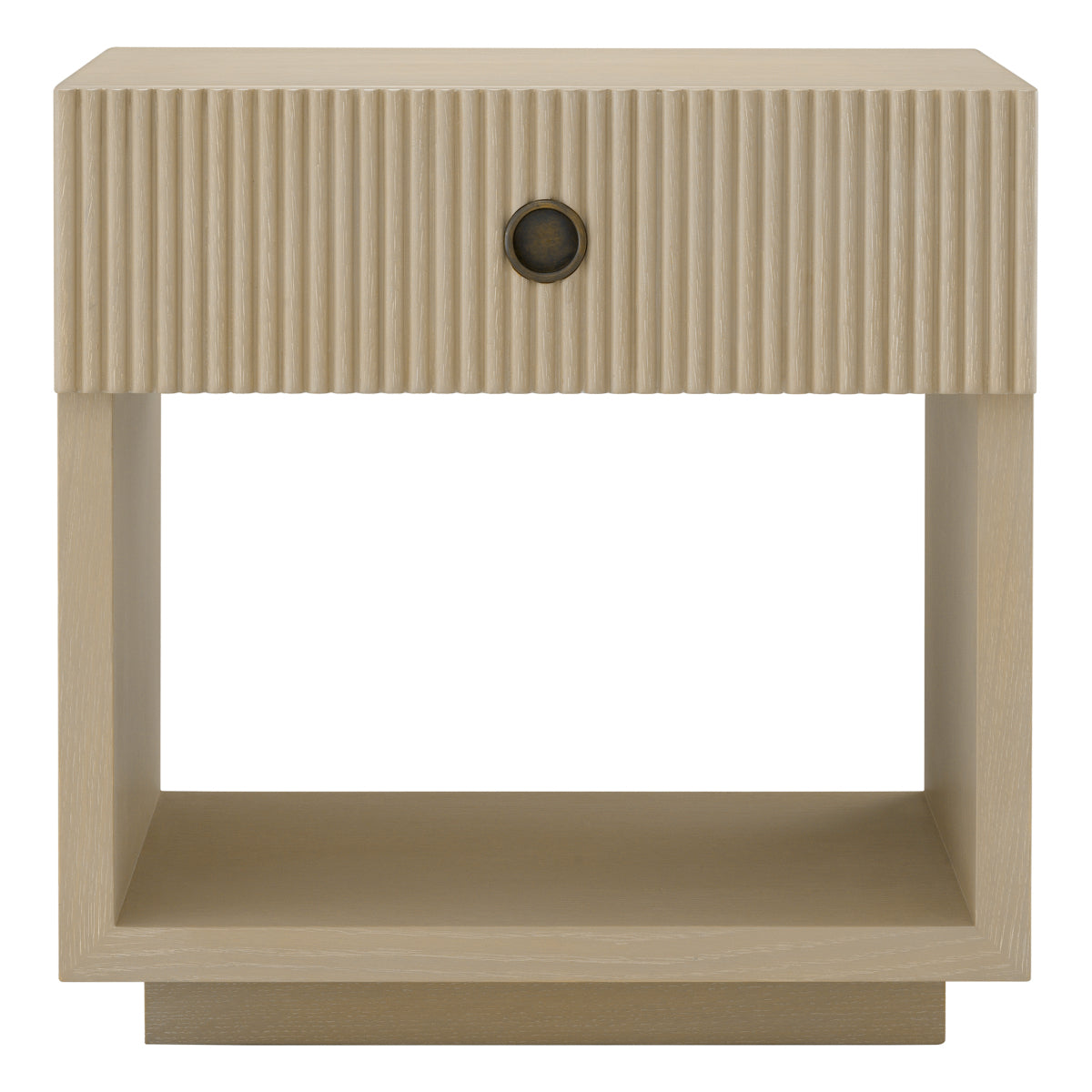 Brown Ribbed Wood Nightstand Dimitrios