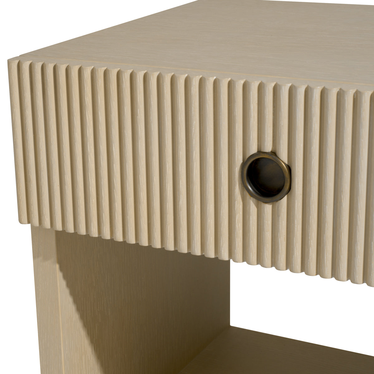 Brown Ribbed Wood Nightstand Dimitrios