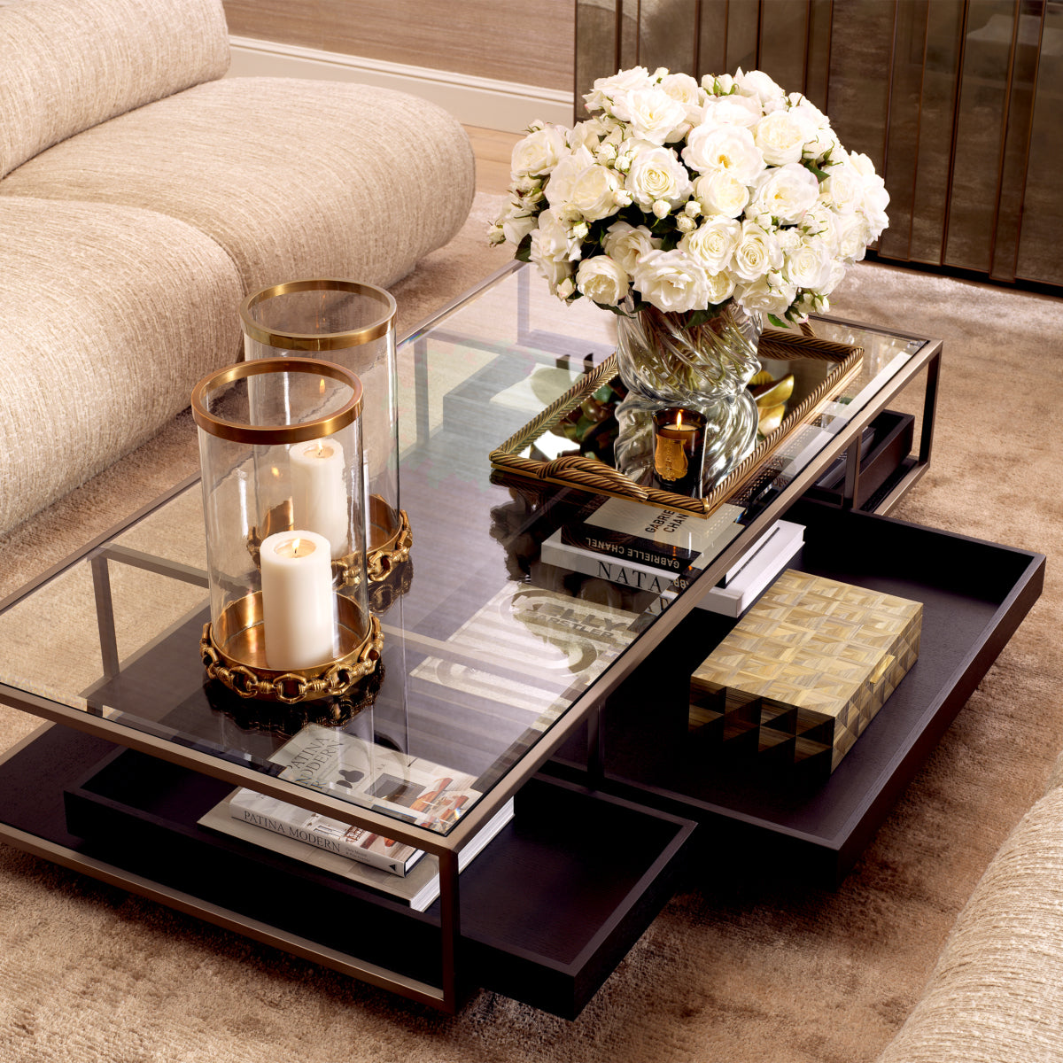 Brushed Steel Rectangular Coffee Table Roxton