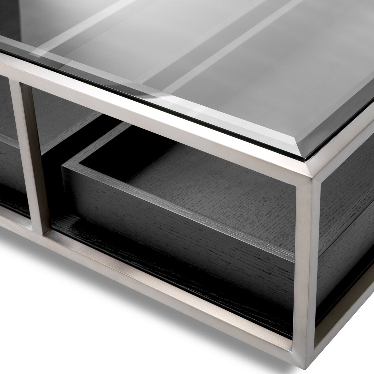 Brushed Steel Rectangular Coffee Table Roxton
