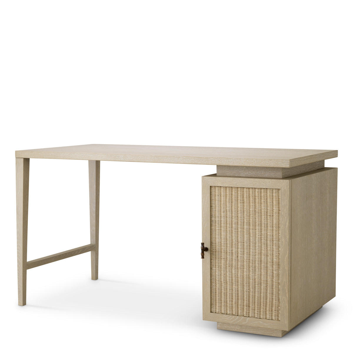 Washed Oak Rattan Door Wooden Desk Borchard