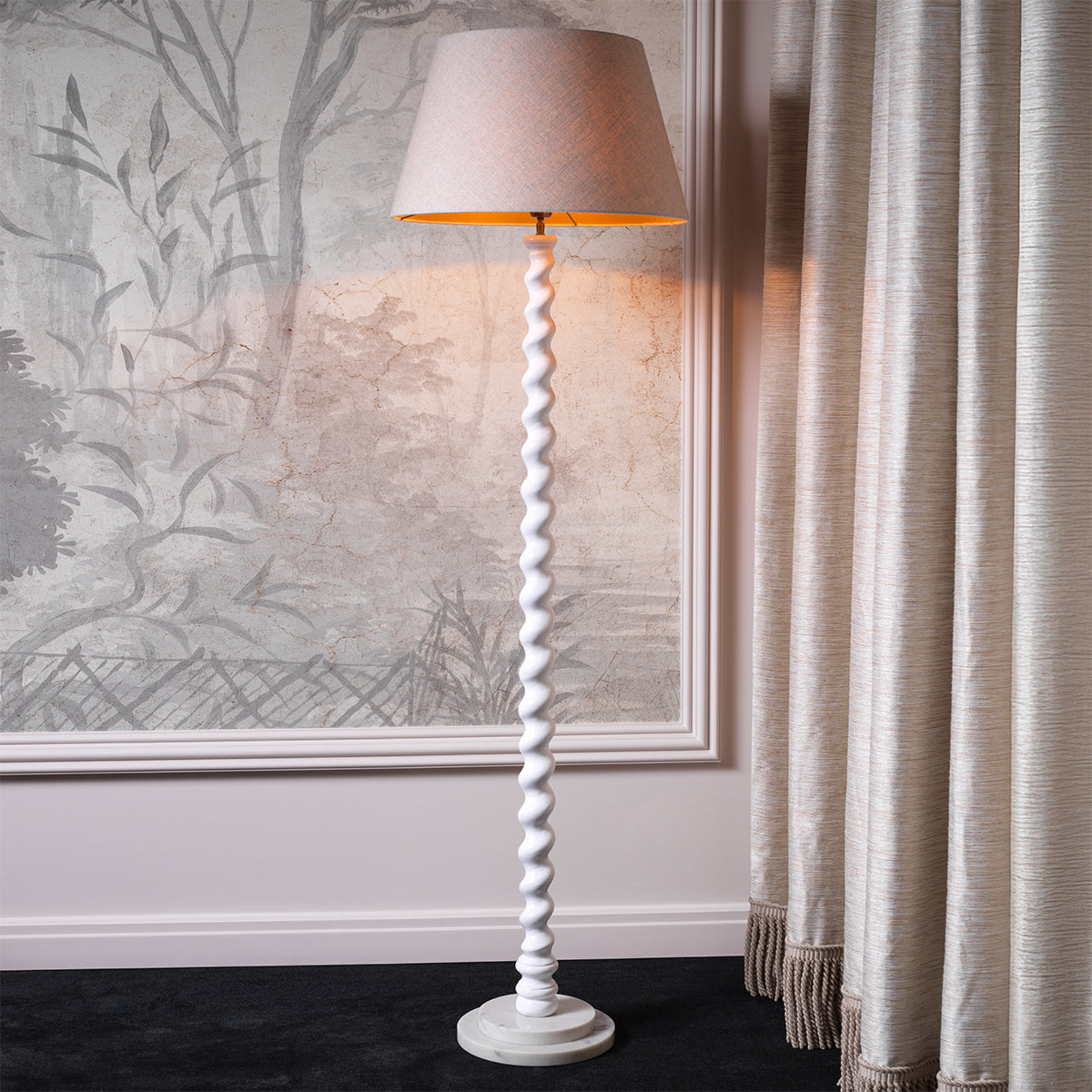 White Marble Spiral Base Floor Lamp Massimo