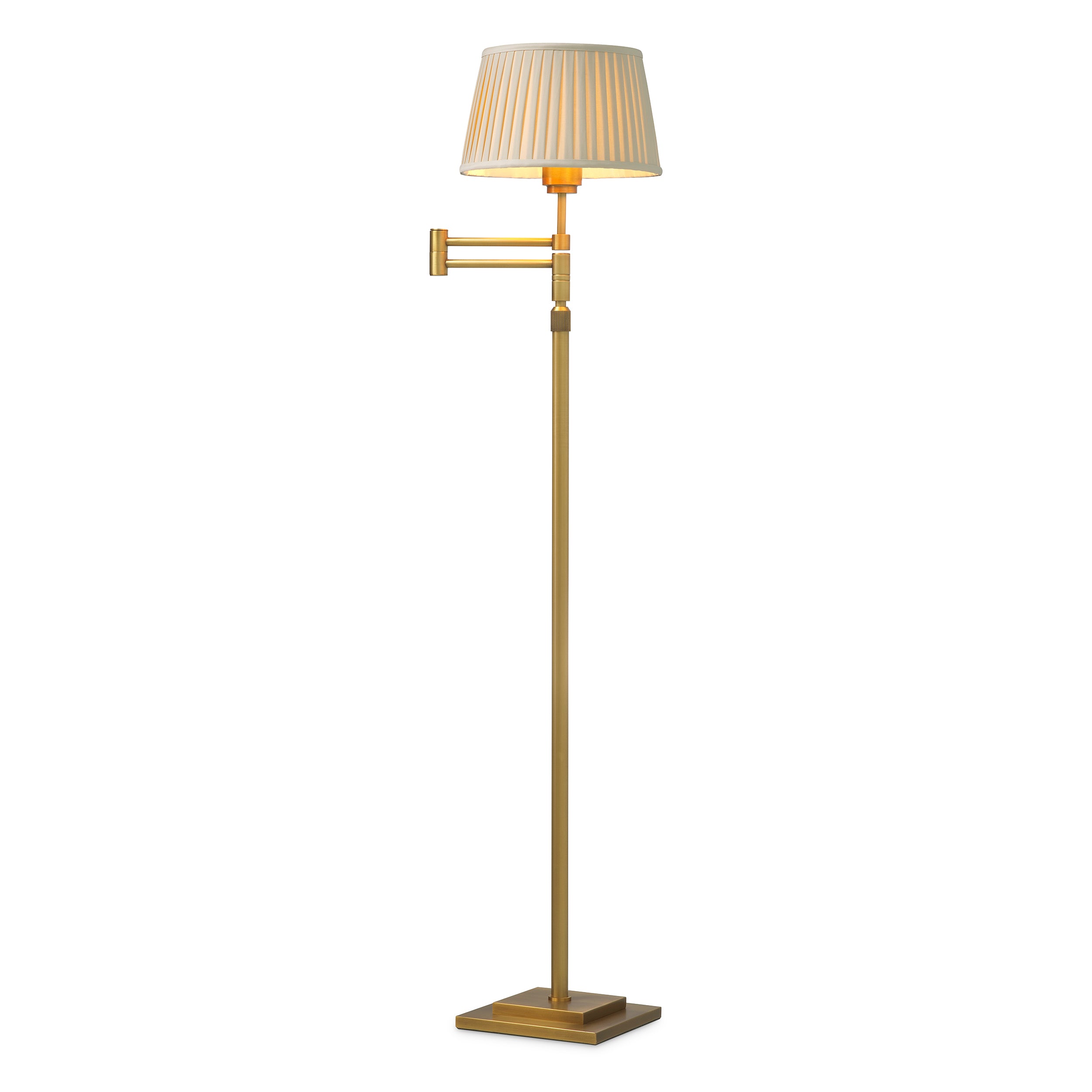 Floor Lamp Corbin antique brass finish incl beige pleated shade