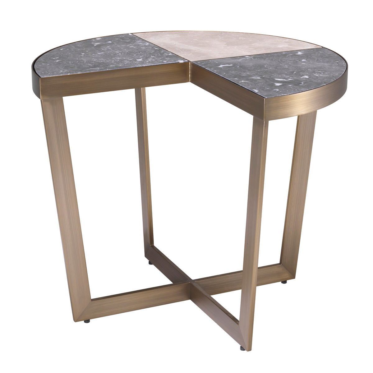 Side Table Turino brushed brass finish grey marble
