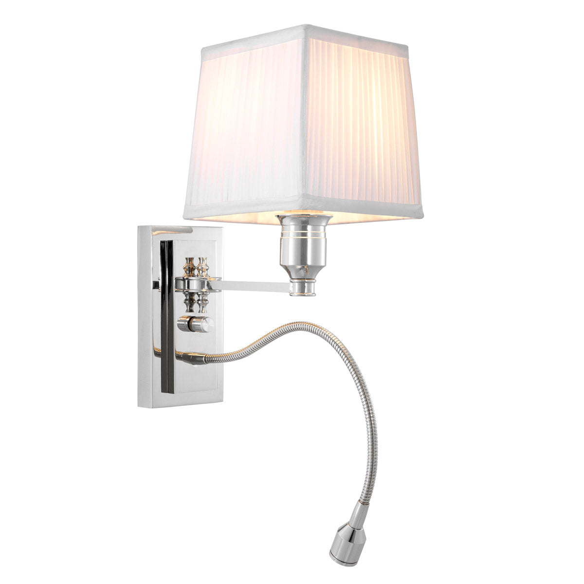 Wall Lamp Ellington nickel finish incl white shade